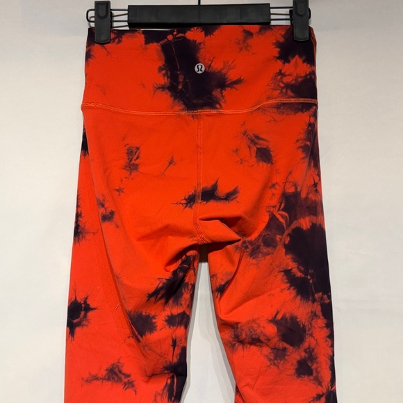 Lululemon Wunder Train High-Rise Crop 21" *Wash Tie Dye Carnation Red Black Sz 6 - Picture 7 of 10